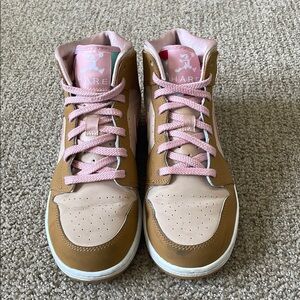 Nike Hare air Jordan Lola Bunny Pink and Tan Athletic Shoes w/ Suede-Like Finish